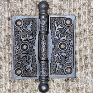 3 1/2&quot; x 3 1/2&quot; Antique Decorative Cast Iron Ball Tip Hinge