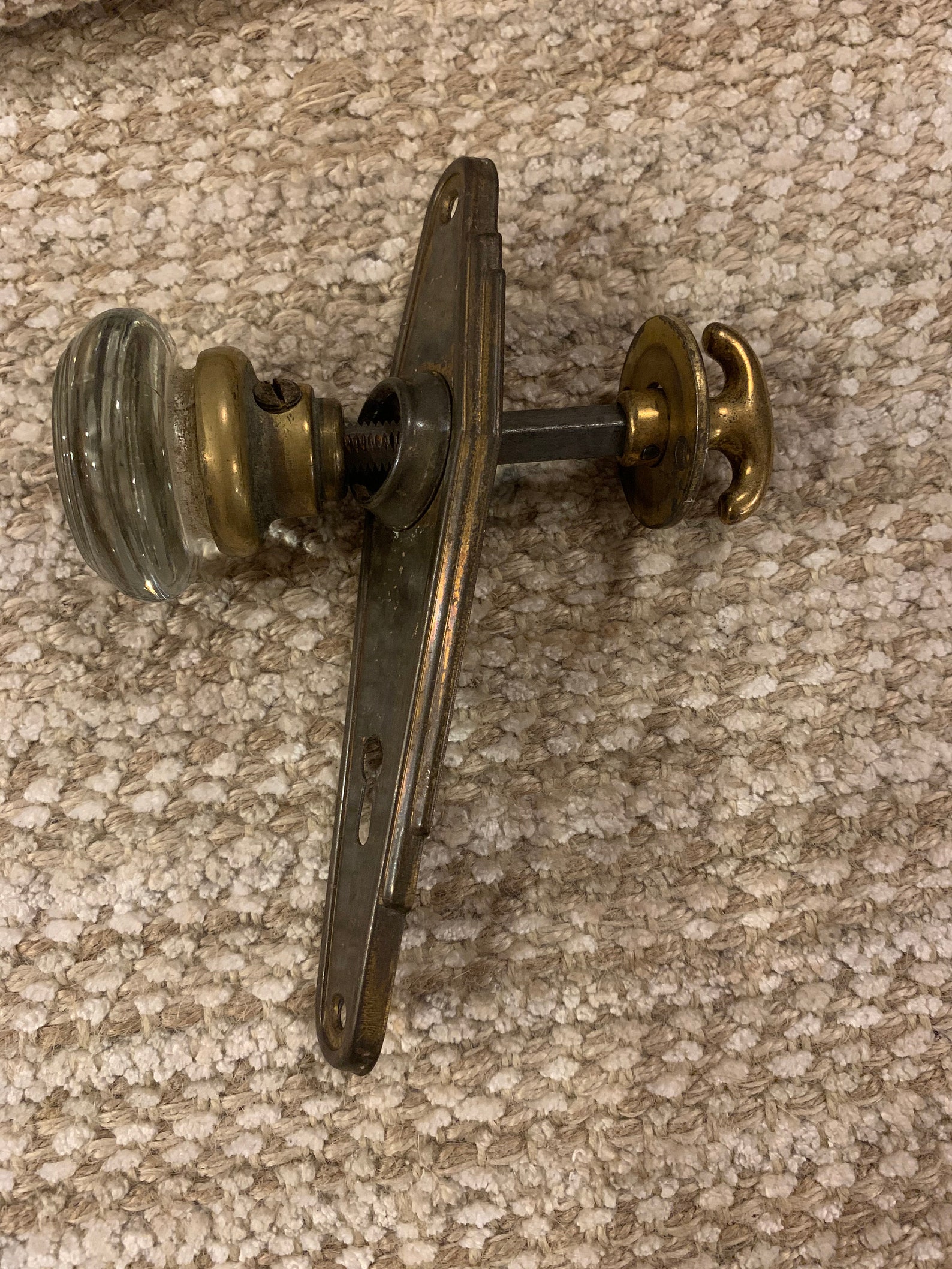 Vintage door knob plate turn rosette and glass door knob Etsy