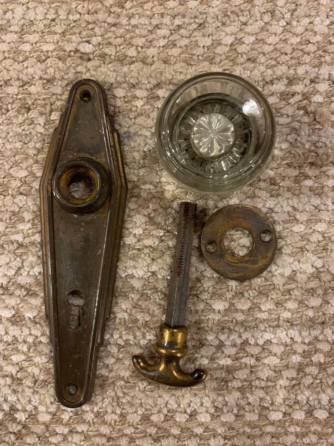 Vintage door knob plate turn rosette and glass door knob Etsy