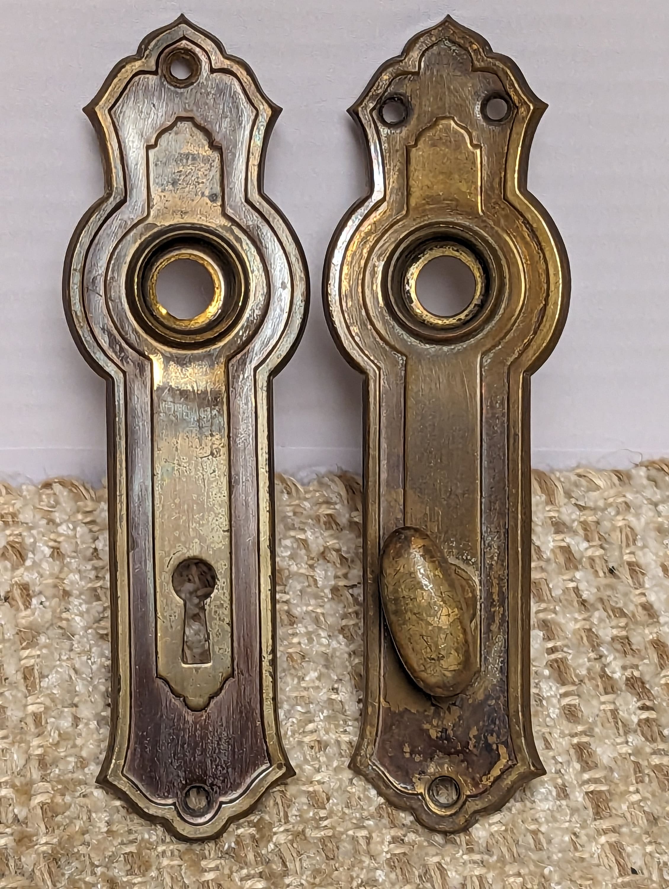 Antique brass door knob sales plates