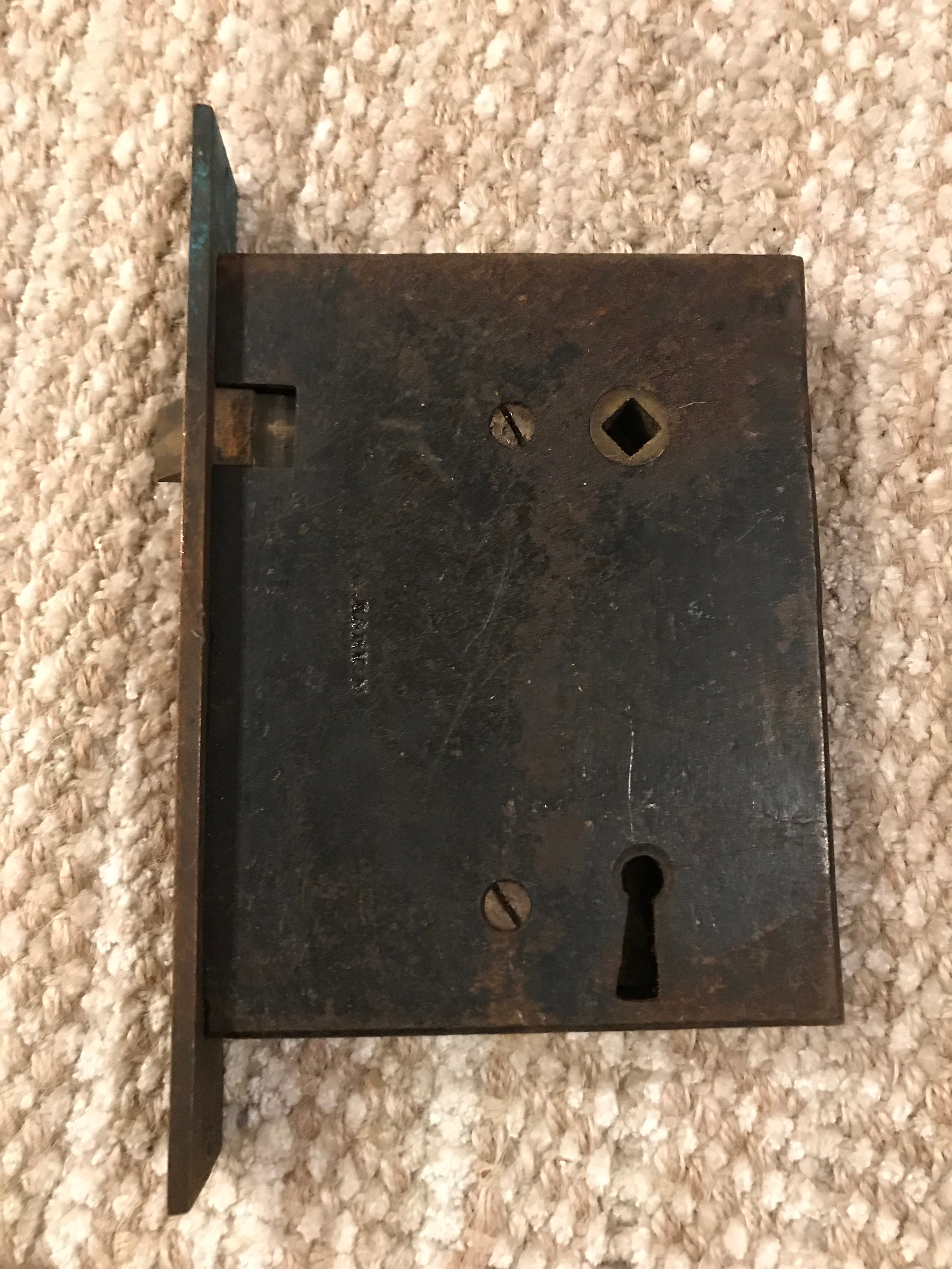 Antique exterior mortise lock door hardware with brass face Etsy