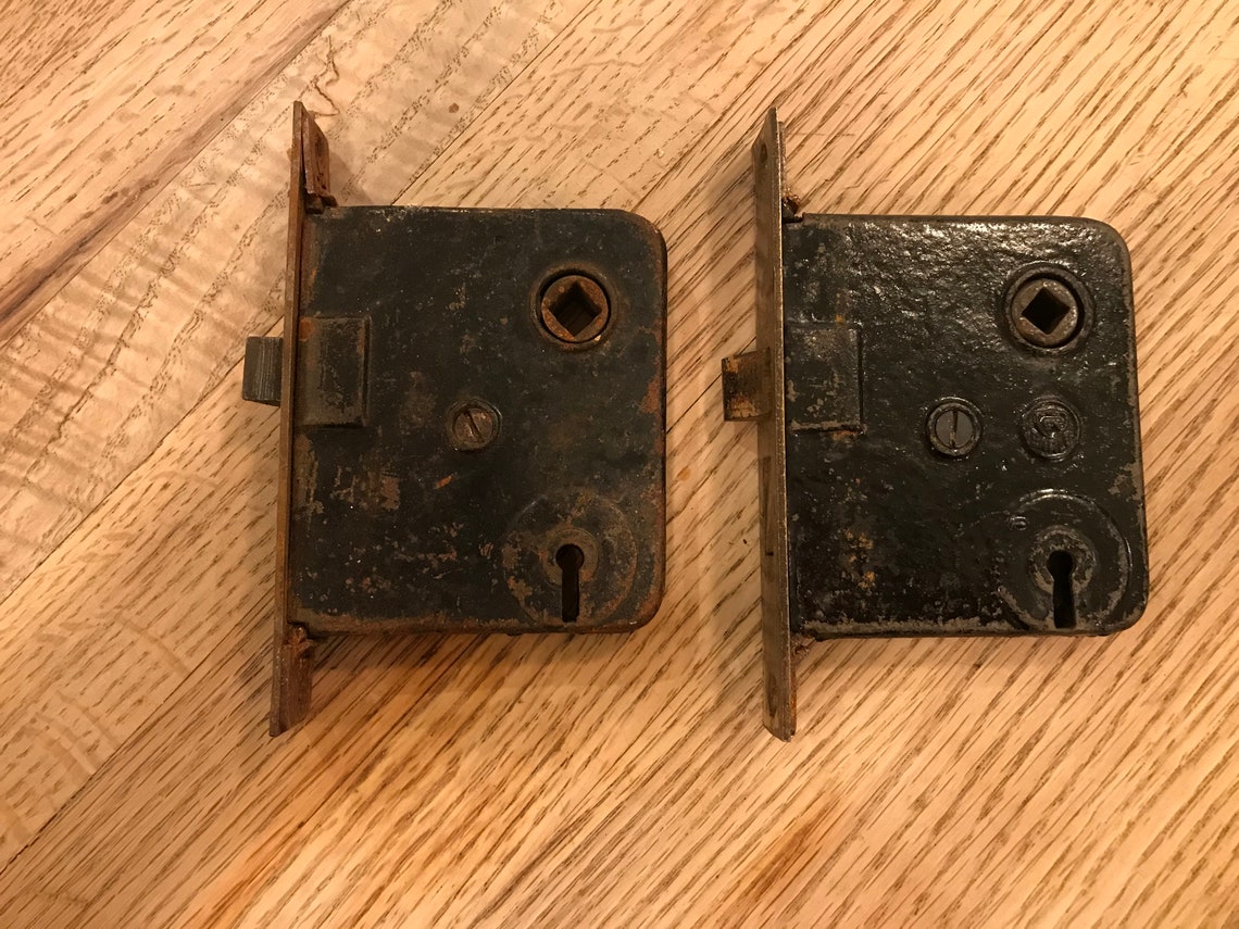 Set of 2 Antique interior mortise locks door hardware Etsy