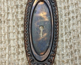 Single Antique Stamped Steel Pocket Door Hardware Pull