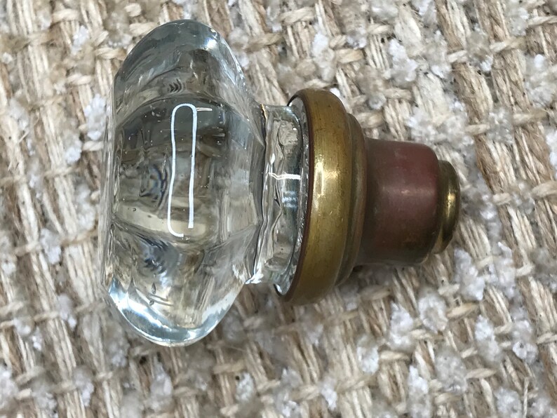 Antique Glass Door Knobs With Thumb Turn & Rosettes Etsy