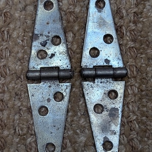 Pair Of 1&quot; x 3 3/4&quot; Antique Steel Cabinet Door Hinges