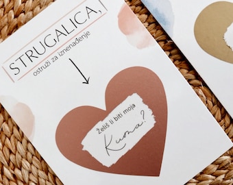 Pitati Kumu - Kuma - Želiš li biti moja Kuma? - Kumstvo za vjenčanje, krštenje, krizmu - Karta + Kuverta | Kroatische Karte