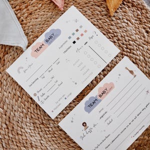 Baby Tippkarten, Baby Wunschkarten, Babyshower Spiel im Set, Ausfüllkarten
