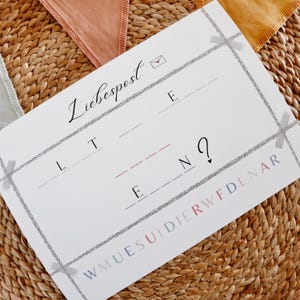 Willst du meine Frau werden? , Rätsel in XXL Postkartenformat , Antrag , Verlobung , Spielerischer Heiratsantrag