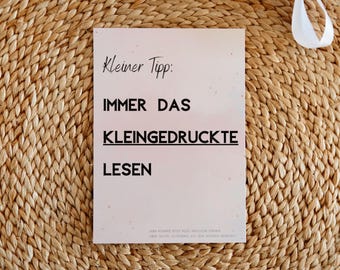 Verlobung verkünden - Wir werden heiraten - Das Kleingedruckte lesen - Für Hochzeitsverkündung - Karte + Umschlag