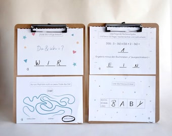 We're having a baby as a printable game, Playful pregnancy announcement