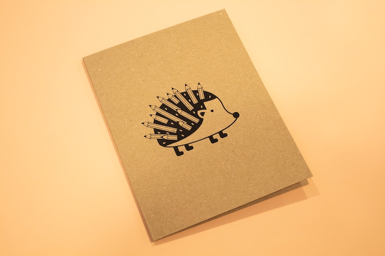 Hedgehog Set of 5 Hand Screen Printed Greeting Cards