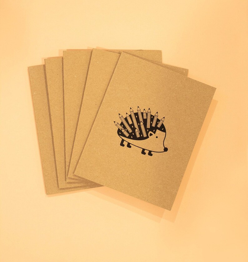Hedgehog Set of 5 Hand Screen Printed Greeting Cards
