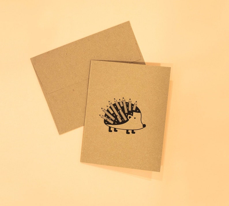 Hedgehog Set of 5 Hand Screen Printed Greeting Cards