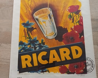 Affiche Ricard - Liqueur Anisette 1957 - Réédition Officiel Numéroté