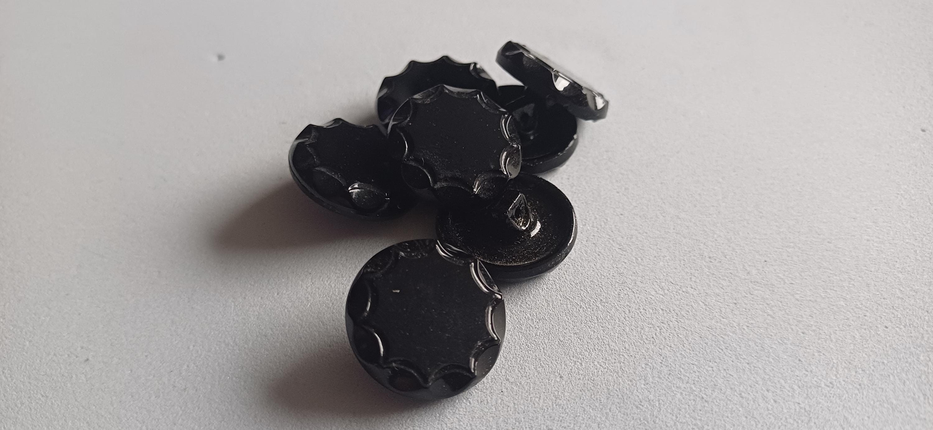Set of superb jet glass buttons