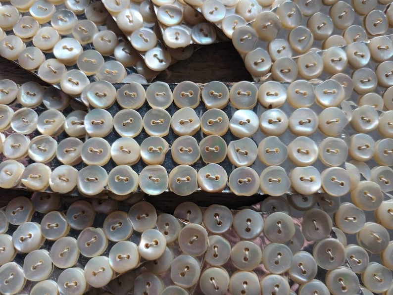 36 Small mother-of-pearl buttons, 8mm, on card, 1940's. 36 vintage small mother of pearl buttons, 027 image 2
