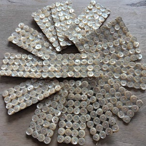 36 Small mother-of-pearl buttons, 8mm, on card, 1940's. 36 vintage small mother of pearl buttons, 027 image 1