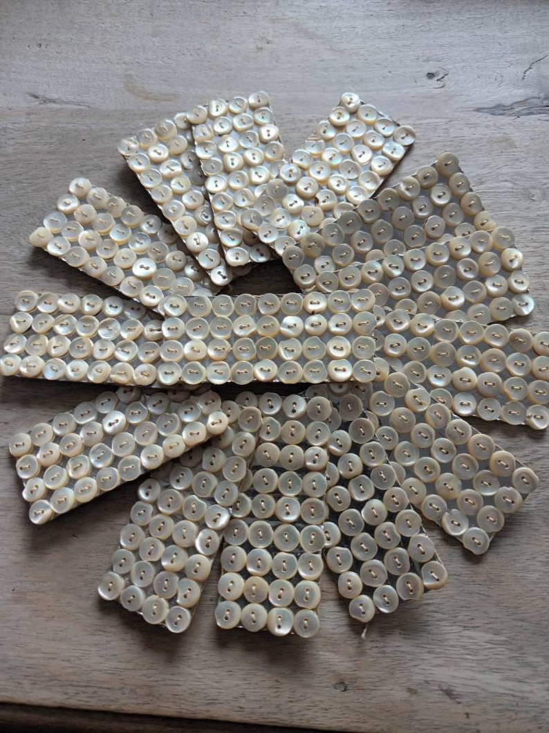 36 Small mother-of-pearl buttons, 8mm, on card, 1940's. 36 vintage small mother of pearl buttons, 027 image 1