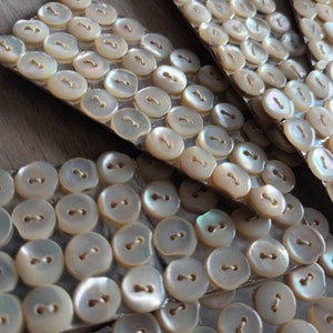 36 Small mother-of-pearl buttons, 8mm, on card, 1940's. 36 vintage small mother of pearl buttons, 027 image 3