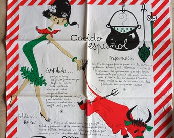 Vintage tea towel spanish cartoon boada s.a