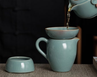 2pcs Newchinaroad Ru ware sky blue handy tea set 100% Chinese ceramic Kungfu tea set-1 teapot & 1 teacup 2pcs Newchinaroad Ru ware sky blue handy tea set 100% Chinese ceramic Kungfu tea set-1 teapot & 1 teacup