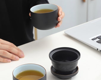 Entzückende Keramik Kungfu Reise Tee Set Teekanne Kleine Tasse Tragbare Teeset