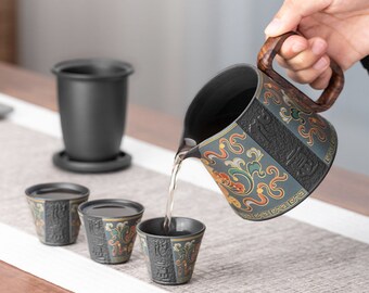 Entzückende Keramik Zisha Travel Kungfu Teeset Teekanne mit Infuse Tragbaren Teeset