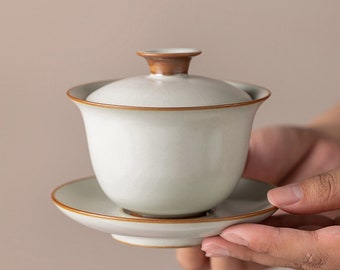 Delightful Ceramics Ru-kiln Cracked Glaze Serve Tea Gaiwan Kungfu Tea Cup