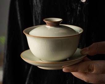 Delightful Ceramics Ruyao Cracked Glaze Kungfu Tea Gaiwan Serve Tea Cup