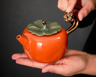 Delightful Ceramics Persimmon-shape Teapot Small Kungfu Tea Pot