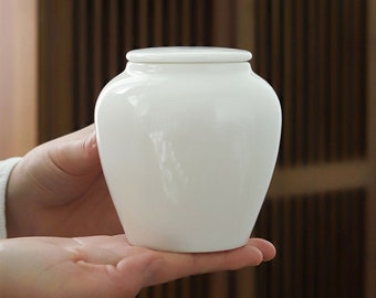 Delightful Ceramics White Porcelain Tea Canister Kungfu Tea Jar Sealed Tea Caddy
