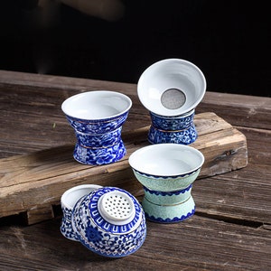 Delightful Ceramics Blue and White Porcelain Tea Strainer Kongfu Tea Filter Tea Accessory