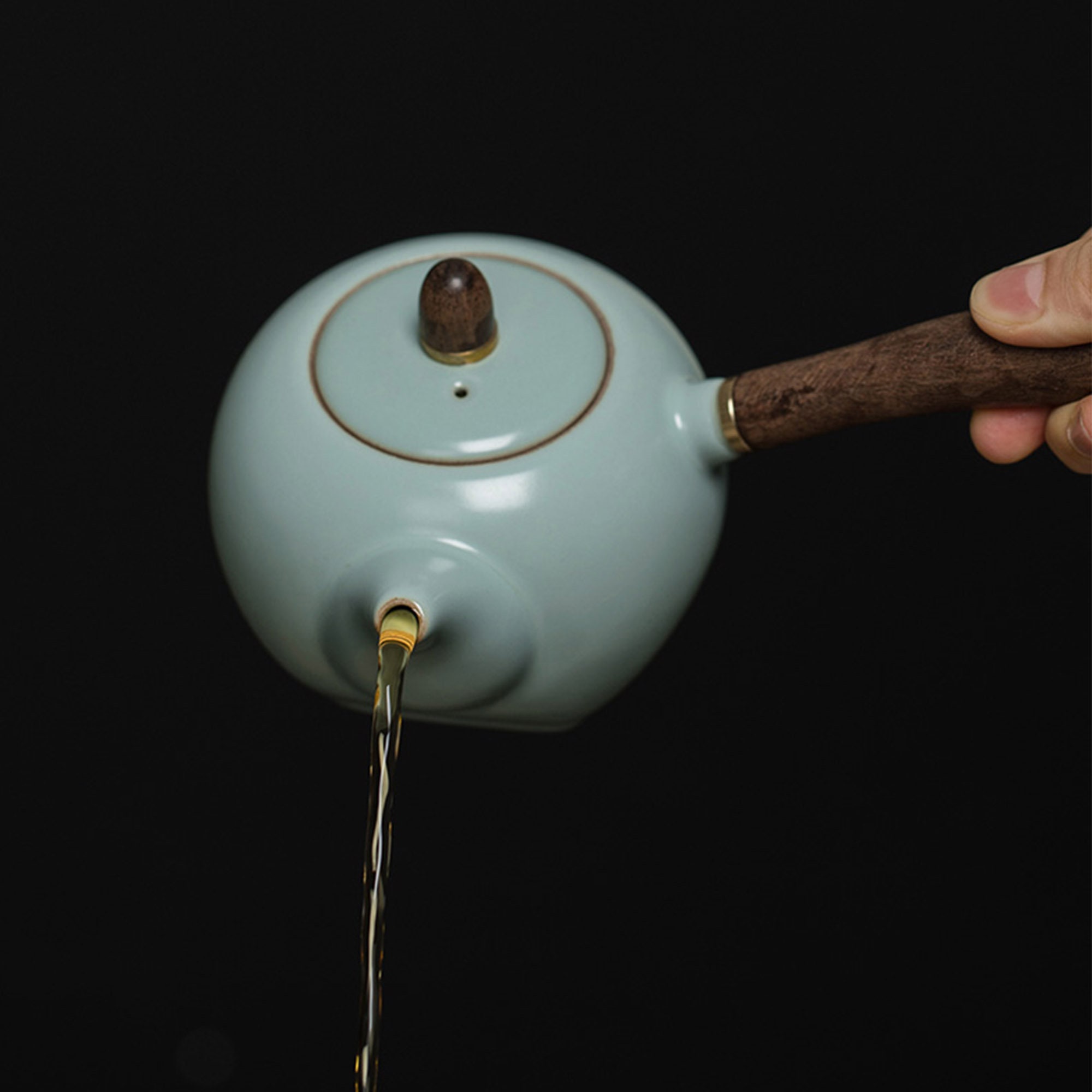 Delightful Ceramics Ru Kiln Side Handle Teapot Cracked Glaze Etsy