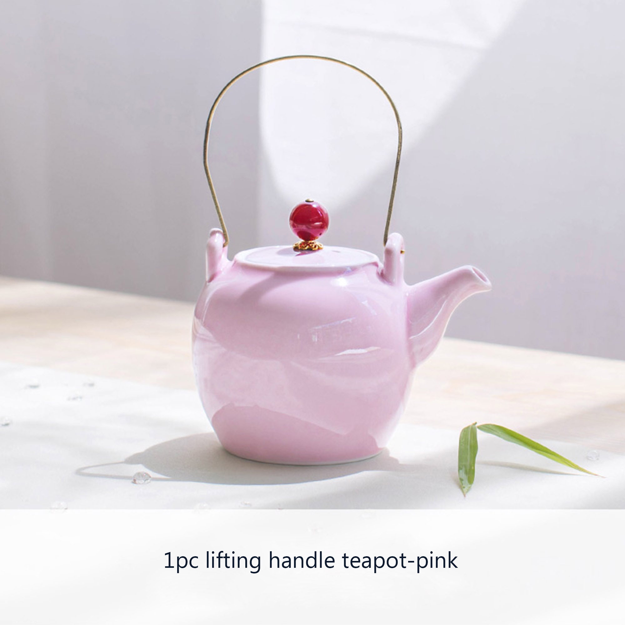 Ru Sky Blue Lifting Handle Teapot Tea Set