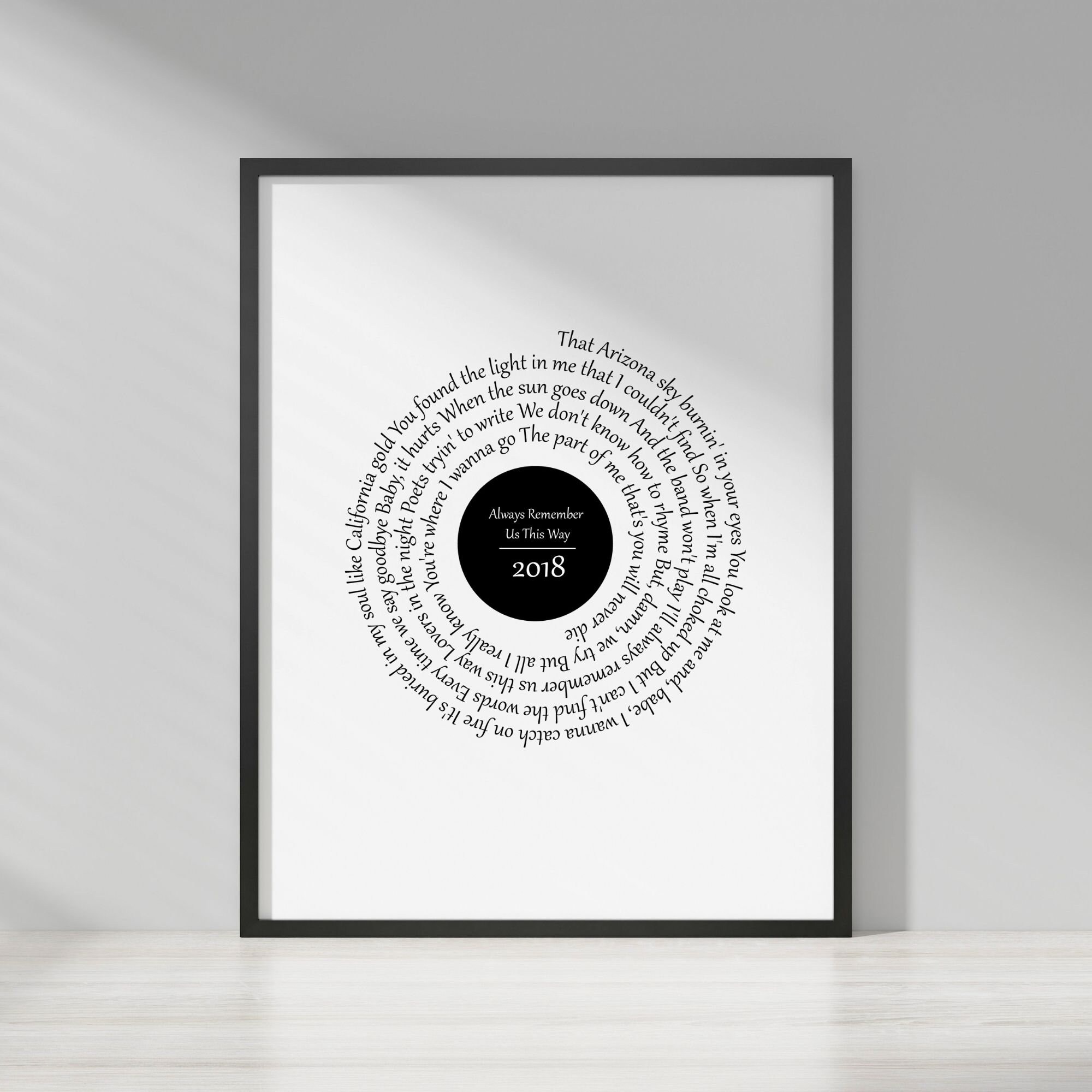 Song Lyrics Printble Wall Art / Music Home Decor / Customized Etsy