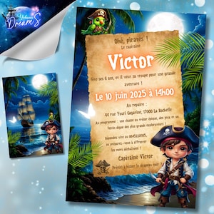 Carte d'Invitation d’Anniversaire Personnalisée – Thème Pirate