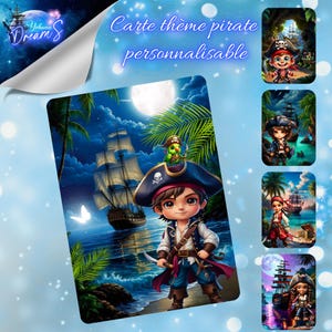 Carte d'anniversaire, Halloween, félicitation etc !!! personnalisable – Thème Pirate