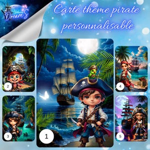 Carte Personnalisable pour Anniversaire, Halloween, félicitation – Thème Pirate