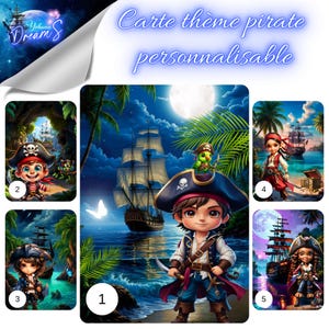Carte Personnalisable pour Anniversaire, Halloween, félicitation – Thème Pirate