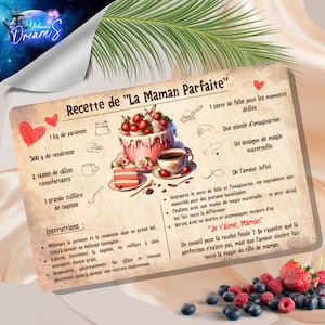 Cartes recette "la maman parfaite", fête des Mères, carte anniversaire, idée-cadeaux