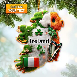 Personalisierte Irland Karte Ornament - Irisch angehauchtes Urlaubsandenken mit individuellem Text