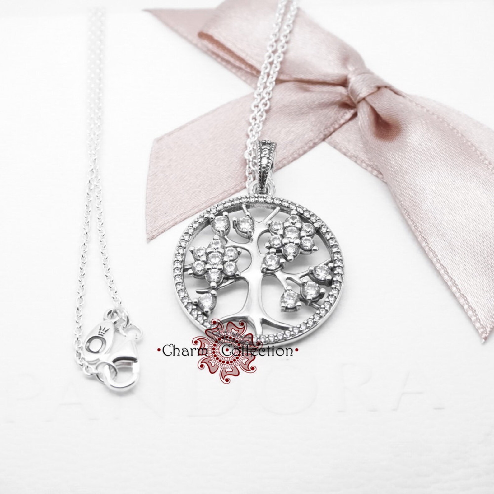 Sparkling family tree necklace pandora Clearance