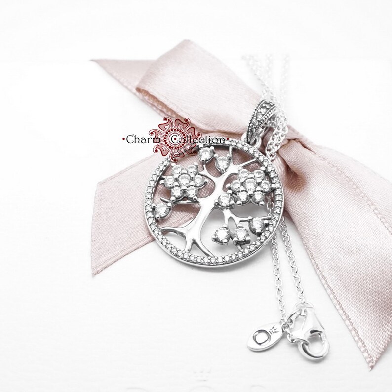 Pandora Sparkling Family Tree Necklace Clear CZ 390384CZ ...