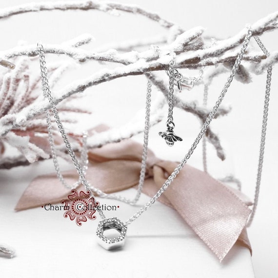 Pandora Sparkling Honeycomb Hexagon Collier Necklace CZ