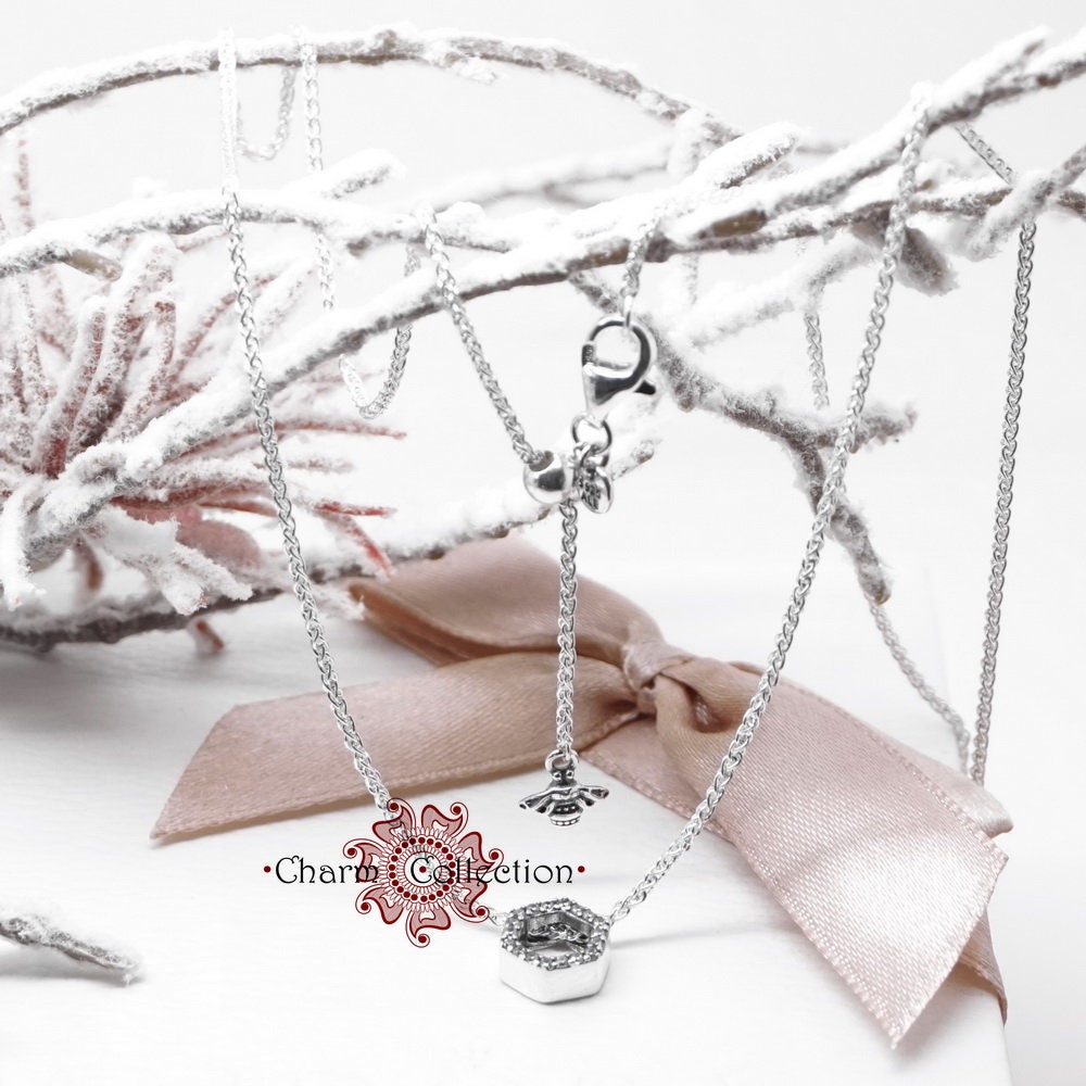 Pandora Sparkling Honeycomb Hexagon Collier Necklace CZ