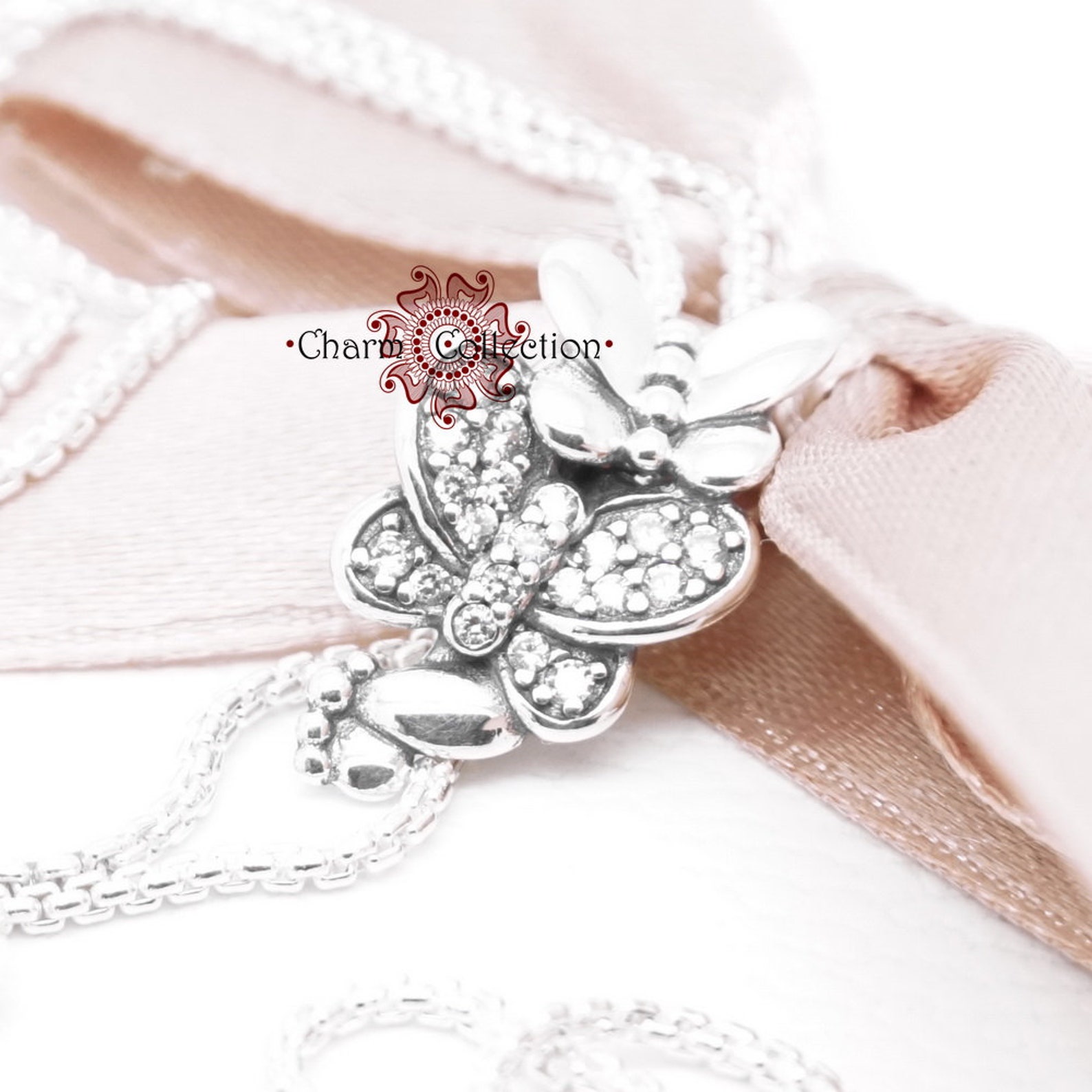 Pandora Sparkling Butterfly Y Necklace Clear CZ 397911CZ 80 Etsy
