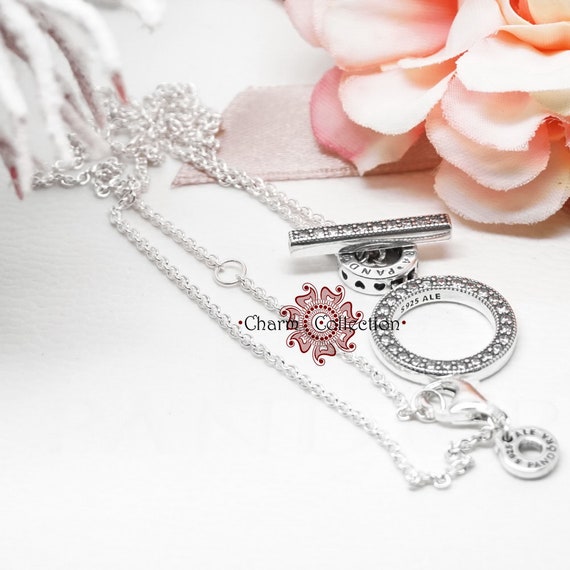 Pandora Double Hoop T-bar Necklace 