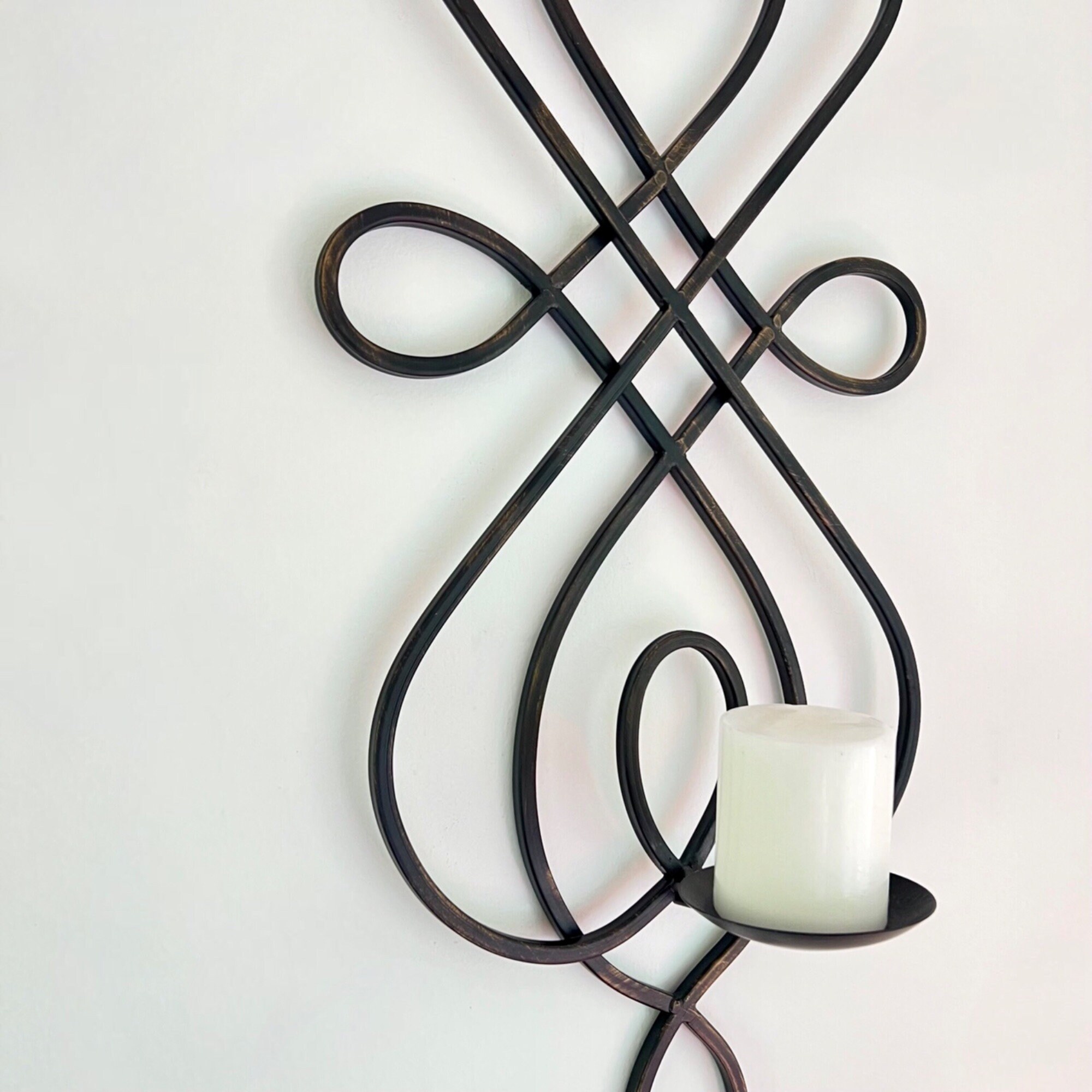 Vintage Large Antique Bronze Tone Metal Scroll Wall Sconce for Etsy