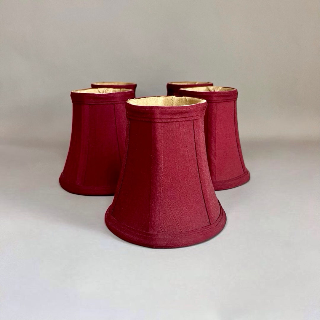 Small Fabric Lamp Shade/ Clip on Shade/ Bell Shaped Burgundy Etsy