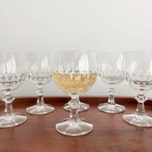 Sets of Two Vintage German Crystal Glasses, Comtesse Mid-Century Luxury Crystal Wine Goblets, Vintage Barware, Hand-Blown, Hand-Cut Crystal